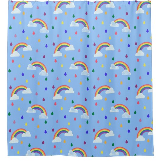 Kawaii Rainbow Raindrops Pattern Duschvorhang (Vorderseite)