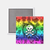 Kawaii Rainbow Skull Magnet (Vorderseite/Rückseite)
