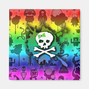 Kawaii Rainbow Skull Magnet