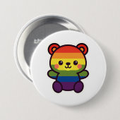 Kawaii Rainbow Teddy - Ein Niedlicher LGBTQ+-Prix- Button (Vorne & Hinten)