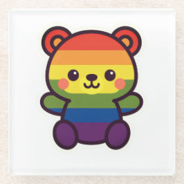 Kawaii Rainbow Teddy - Ein Niedlicher LGBTQ+-Prix- Glasuntersetzer