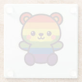 Kawaii Rainbow Teddy - Ein Niedlicher LGBTQ+-Prix- Glasuntersetzer (Rückseite)