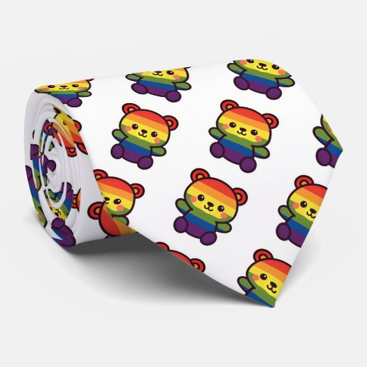 Kawaii Rainbow Teddy - Ein Niedlicher LGBTQ+-Prix- Krawatte (Gerollt)