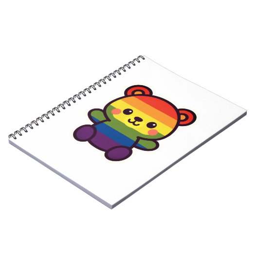 Kawaii Rainbow Teddy - Ein Niedlicher LGBTQ+-Prix- Notizblock (Linke Seite)