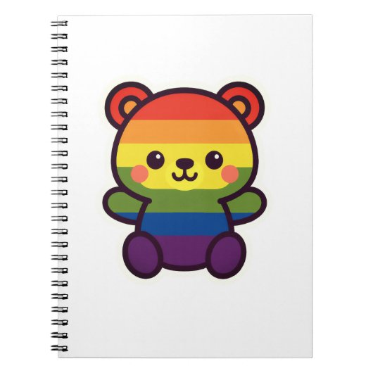 Kawaii Rainbow Teddy - Ein Niedlicher LGBTQ+-Prix- Notizblock (Vorderseite)