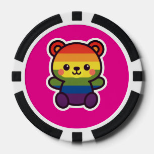 Kawaii Rainbow Teddy - Ein Niedlicher LGBTQ+-Prix- Pokerchips
