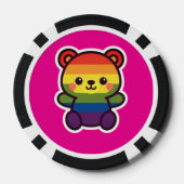 Kawaii Rainbow Teddy - Ein Niedlicher LGBTQ+-Prix- Pokerchips (Rückseite)