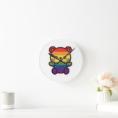 Kawaii Rainbow Teddy - Ein Niedlicher LGBTQ+-Prix- Runde Wanduhr (Zuhause)