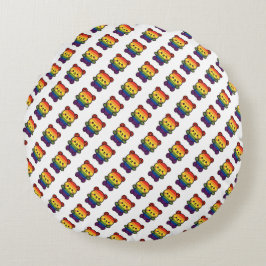 Kawaii Rainbow Teddy - Ein Niedlicher LGBTQ+-Prix- Rundes Kissen