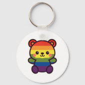 Kawaii Rainbow Teddy - Ein Niedlicher LGBTQ+-Prix- Schlüsselanhänger (Vorderseite)