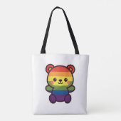 Kawaii Rainbow Teddy - Ein Niedlicher LGBTQ+-Prix- Tasche (Rückseite)