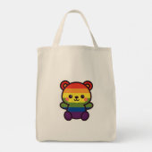 Kawaii Rainbow Teddy - Ein Niedlicher LGBTQ+-Prix- Tragetasche (Rückseite)