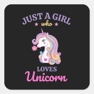 Kawaii Rainbow Unicorn Magical Colorful Quadratischer Aufkleber
