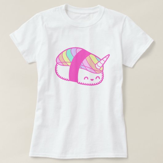 Kawaii Rainbow Unicorn Sushi T-Shirt (Design vorne)