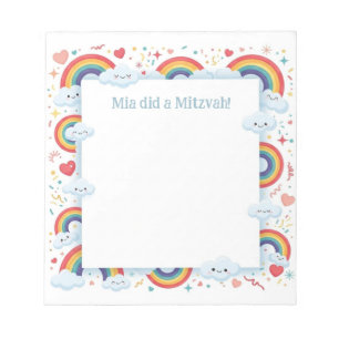 Kawaii Rainbows Personalisiert Mitzvah Notes Notep Notizblock