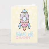 Kawaii-Rakete explodiert in Erfolgsmotivation Karte (Vorderseite)
