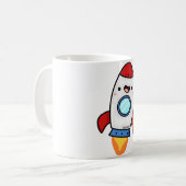 Kawaii Rakete Kaffeetasse (Vorderseite Links)