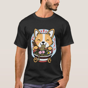 Kawaii Ramen Anime Dog Corgi Japanisch Noodles T-Shirt