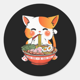 Kawaii Ramen Cat Anime Japanese Food Girls Officia Runder Aufkleber