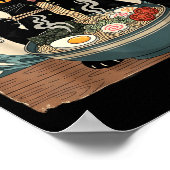 Kawaii Ramen Cat Anime Japanese Noodles Food Wave  Poster (Ecke)