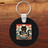 Kawaii Ramen Cat Anime Japanese Noodles Food Wave  Schlüsselanhänger (Vorderseite)