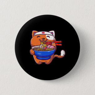 Kawaii Ramen Cat Anime japanische Mädchen Teenage Button