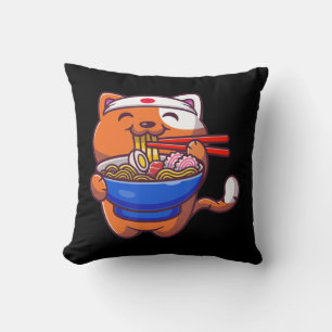 Kawaii Ramen Cat Anime japanische Mädchen Teenage Kissen