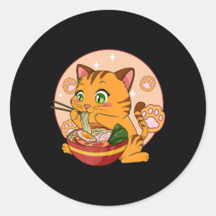Kawaii Ramen Cat Japanisch Neko Noodle Anime Gift Runder Aufkleber