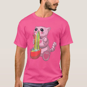Kawaii Ramen Cat, Kawaii Mecha Robot Cat Eating Ra T-Shirt