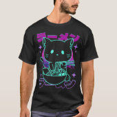 Kawaii Ramen Cat Retro Japanese Vaporwave T-Shirt (Vorderseite)