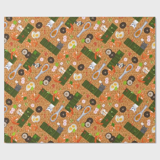 Kawaii Ramen Cats Geschenkpapier (Flach)