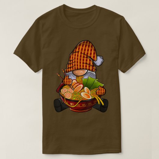 Kawaii Ramen Gnome, Japanischer Neko Noodle Funny  T-Shirt (Design vorne)