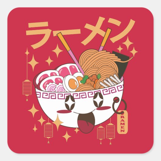 kawaii RAMEN Imitate Canvas Print Quadratischer Aufkleber (Vorderseite)