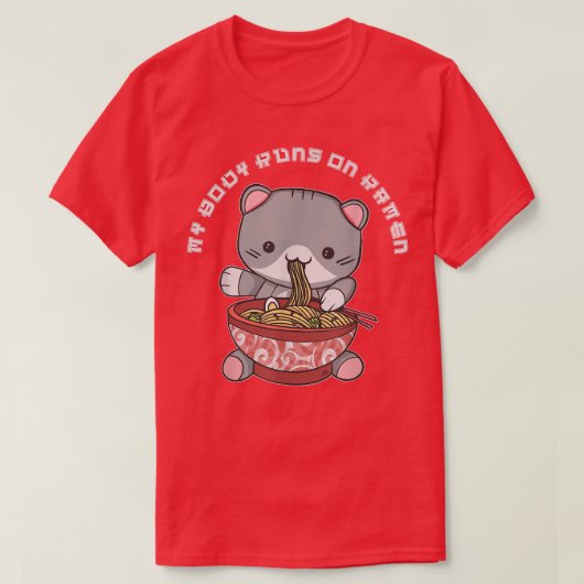 Kawaii Ramen Japanisch Anime Noodles Niedliche Kat T-Shirt (Design vorne)