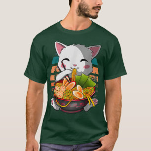 Kawaii Ramen-Katze, japanische Neko-Nudel lustige T-Shirt