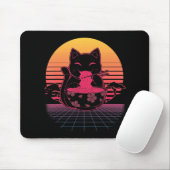 Kawaii Ramen Neko Retro Katze Japanisches Noodle A Mousepad (Mit Mouse)