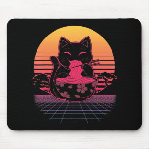 Kawaii Ramen Neko Retro Katze Japanisches Noodle A Mousepad