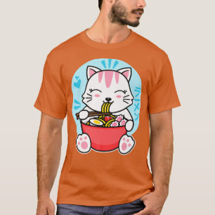 Kawaii Ramen Niedlich Anime White Cat Japanischer T-Shirt