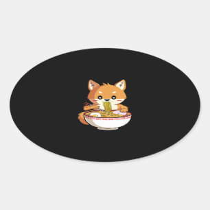 Kawaii ramen shiba inu Nudelgeschenk Ovaler Aufkleber