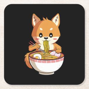 Kawaii ramen shiba inu   Nudelgeschenk Rechteckiger Pappuntersetzer