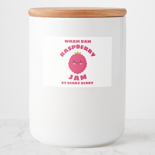 Kawaii Raspberry Jam Lebensmitteletikett (Vorderseite)