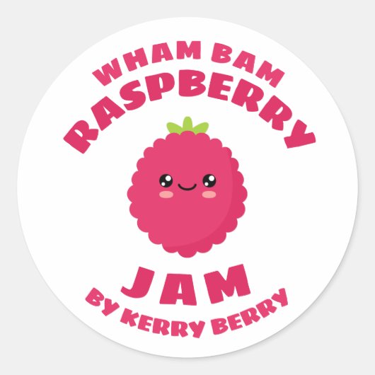 Kawaii Raspberry Jam Runder Aufkleber (Vorderseite)