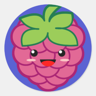 Kawaii Raspberry Runder Aufkleber