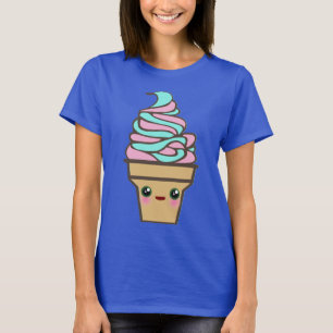 Kawaii Rave-Eiscreme-Kegel-Regenbogen-gefärbte T-Shirt