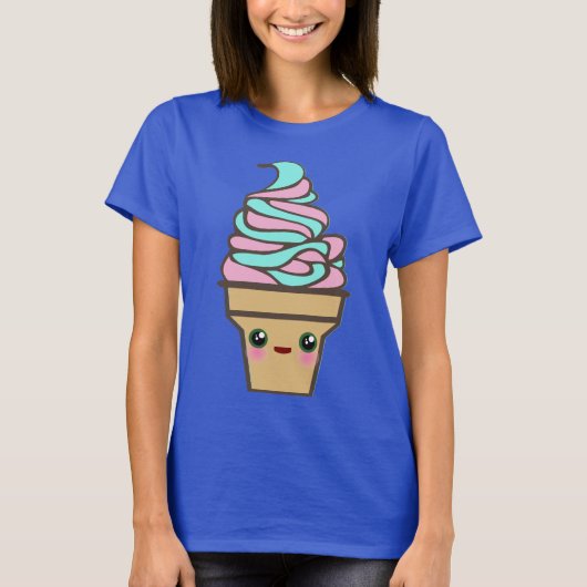 Kawaii Rave Ice Creme Cone Rainbow Gefärbte Krawat T-Shirt (Vorderseite)