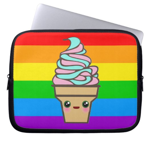 Kawaii Rave Ice Creme Cone Regenbogen Laptopschutzhülle (Vorderseite)