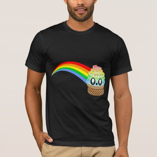 Kawaii Rave Ice Creme Cone Regenbogen T-Shirt (Vorderseite)