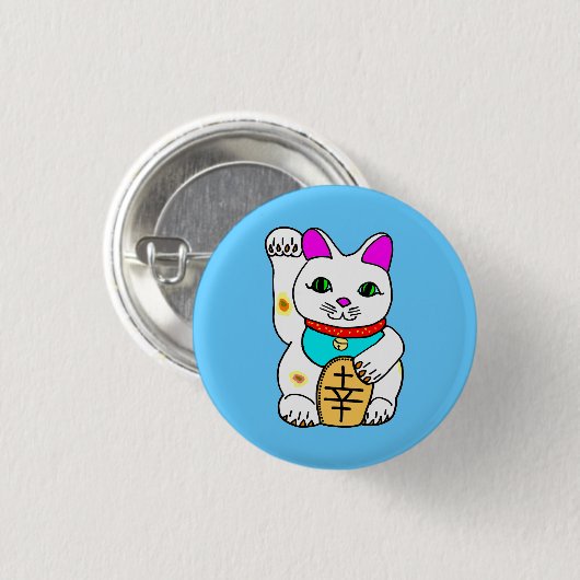 Kawaii Rave Lucky Cat Maneki Neko Button (Vorne & Hinten)