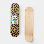 Kawaii Rave Lucky Cat Maneki Neko Skateboard (Vorderseite)