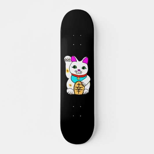 Kawaii Rave Lucky Cat Maneki Neko Skateboard (Vorne)
